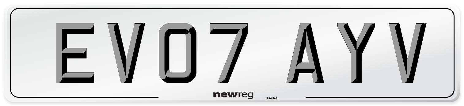 EV07 AYV Number Plate from New Reg